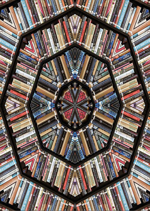 Books Greeting Card featuring the photograph Library Kaleidoscope by Minnie Gallman