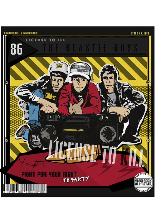 Beastie Boys Greeting Card featuring the digital art License to Ill Issue No. 1986 by Christina Rick