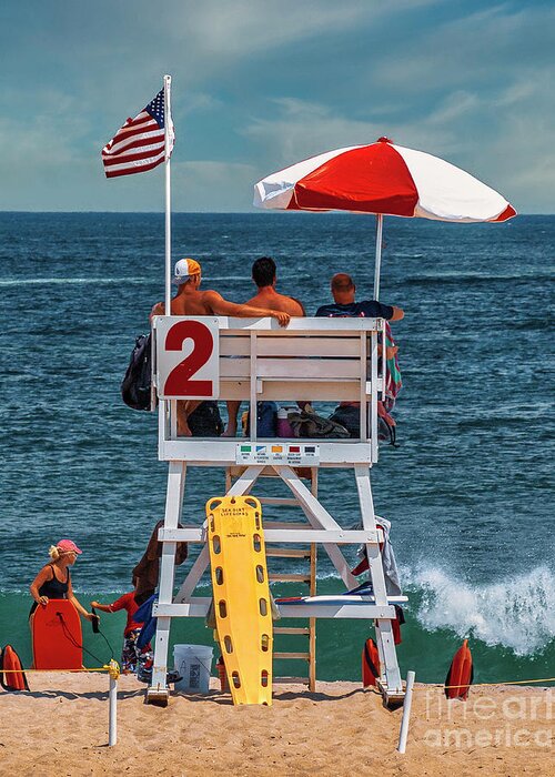 New Jersey Greeting Card featuring the photograph Life Guards on the beach by Nick Zelinsky Jr
