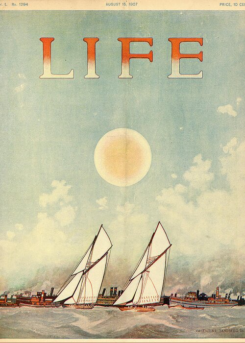 Boats Greeting Card featuring the mixed media Life Magazine Cover, August 15, 1907 by Valentine Sandberg