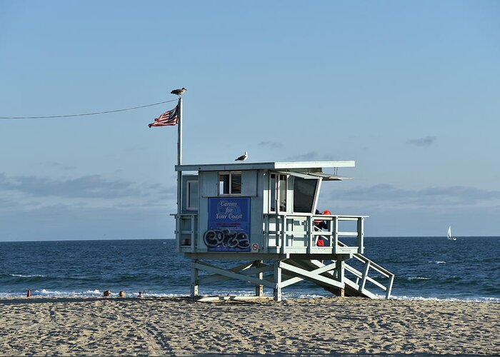 Lifeguard Greeting Card featuring the photograph Lifeguard hut on Venice Beach by Mark Stout