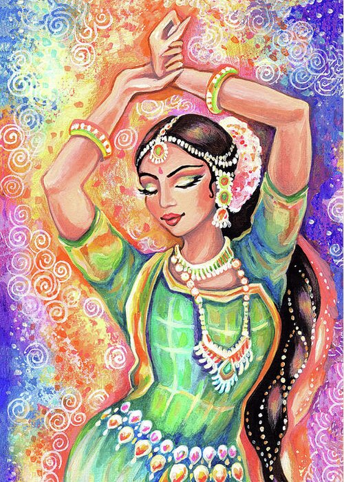 Indian Dancer Greeting Card featuring the painting Light of Ishwari by Eva Campbell