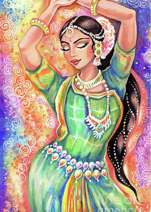 Indian Dancer Greeting Card featuring the painting Light of Ishwari v1 by Eva Campbell