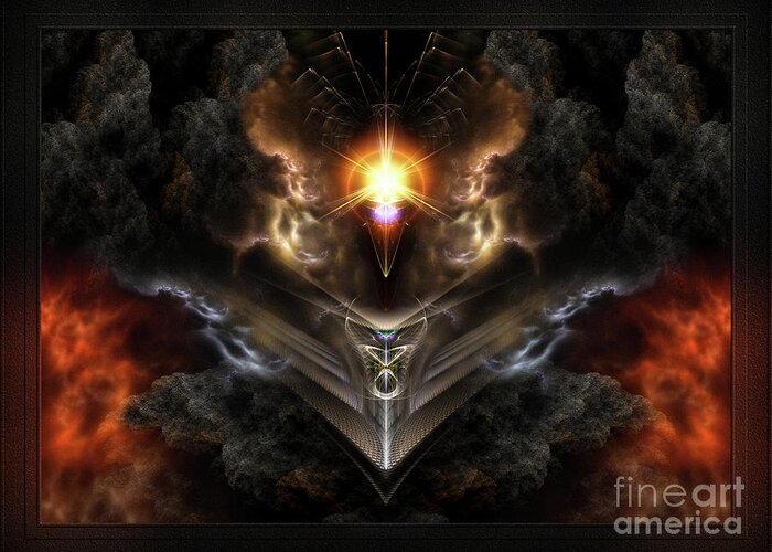 Dragons Light Greeting Card featuring the digital art Light Of The Dragon Fractal Art Composition by Rolando Burbon