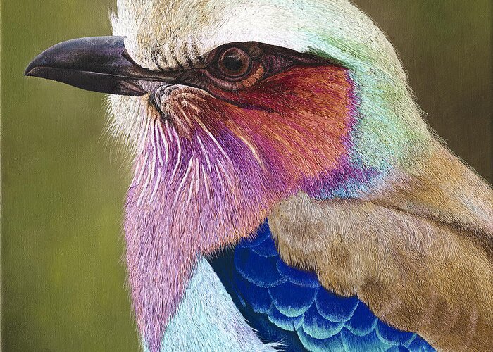 Lilac Breasted Roller Greeting Card featuring the painting Lilac breasted roller II by Russell Hinckley