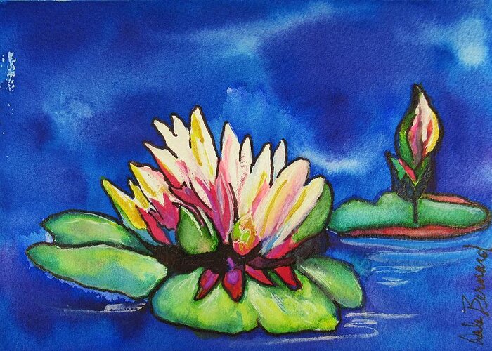 Lily Pad Greeting Card featuring the painting Lily's Pad by Dale Bernard