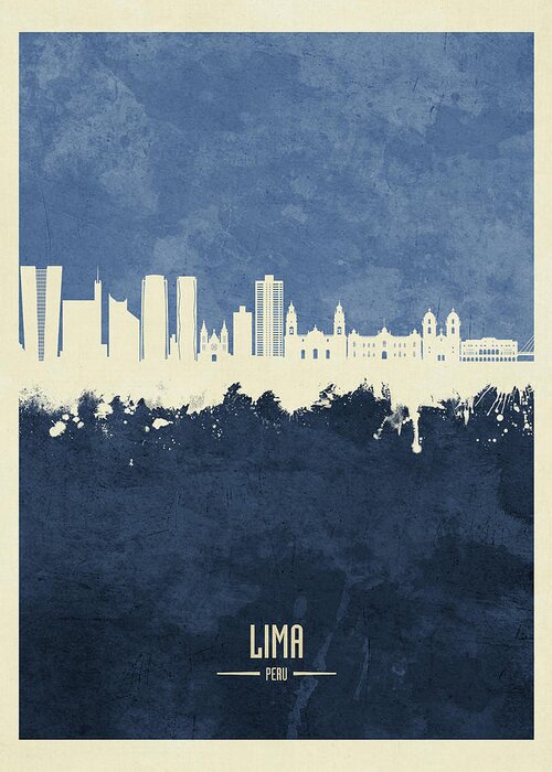 Lima Greeting Card featuring the digital art Lima Peru Skyline #90 by Michael Tompsett