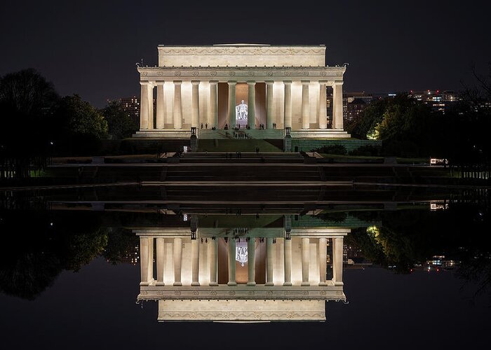 Washington Dc Greeting Card featuring the photograph Lincoln Memorial Mirror by Ryan Wyckoff