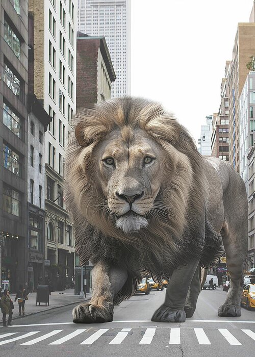 Surreal Greeting Card featuring the digital art Lion King by Swissgo4design