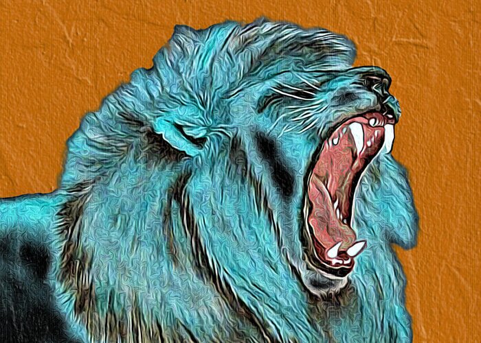 Abstract Greeting Card featuring the mixed media Lion's Roar - Abstract by Ronald Mills