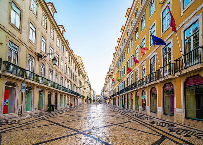 Lisbon Greeting Card featuring the photograph Lisbon Street on Sunday by William Dougherty