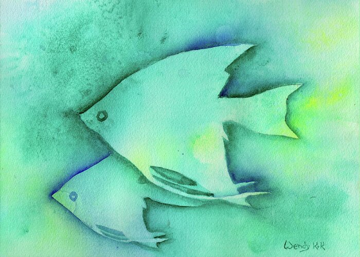 Angelfish Greeting Card featuring the painting Little Angelfish by Wendy Keeney-Kennicutt