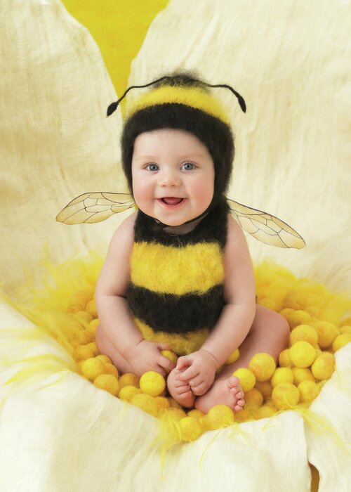 Baby Greeting Card featuring the photograph Little Bumblebee by Anne Geddes