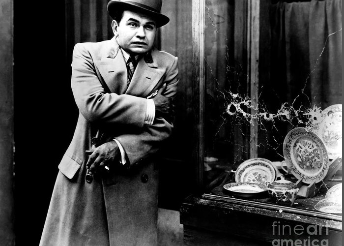 Edward G. Robinson Greeting Card featuring the photograph Little Ceasar - Edward G. Robinson by Sad Hill - Bizarre Los Angeles Archive