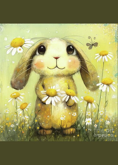Easter Greeting Card featuring the painting Little Daisy Mae by Tina LeCour