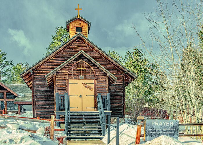 Colorado Greeting Card featuring the photograph Little Log Church, Allenspark, Colorado by Marcy Wielfaert