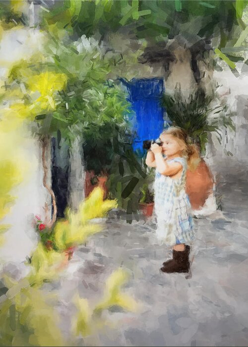 Photographer Greeting Card featuring the painting Little Photographer by Gary Arnold