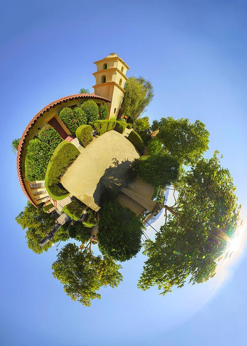 Little Planet Greeting Card featuring the photograph Little Planet Ojai Valley Museum Courtyard 2 by Lindsay Thomson