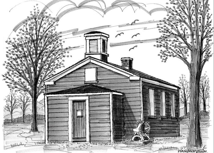 Schoolhouse Greeting Card featuring the drawing Little Red Schoolhouse Hyde Park NY by Richard Wambach