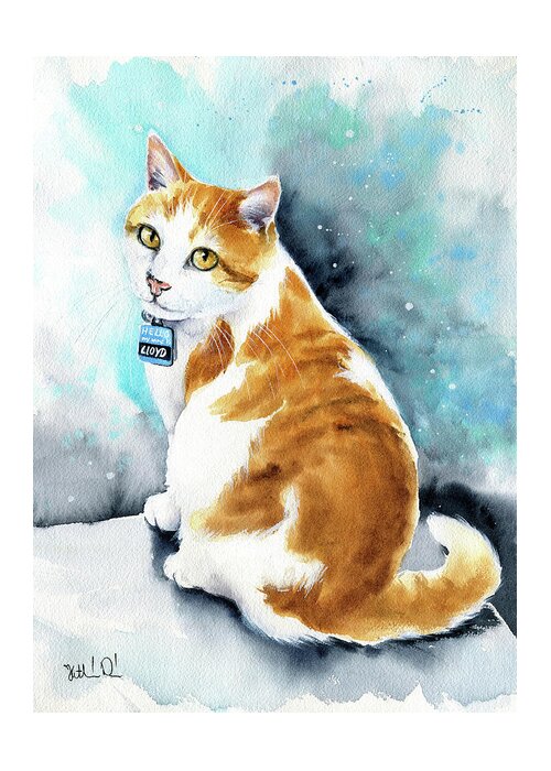 Cats Greeting Card featuring the painting Lloyd The Cat by Dora Hathazi Mendes