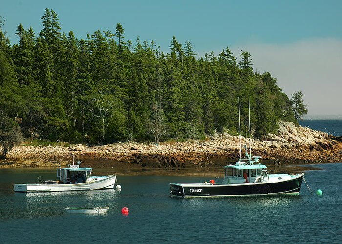 Boast Greeting Card featuring the photograph Lobster Boats, Bunkers Harbor, Maine by Jerry Griffin