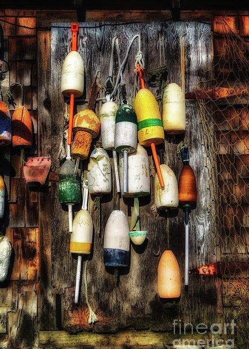 Cape Neddick Greeting Card featuring the photograph Lobster Buoys by Jerry Fornarotto