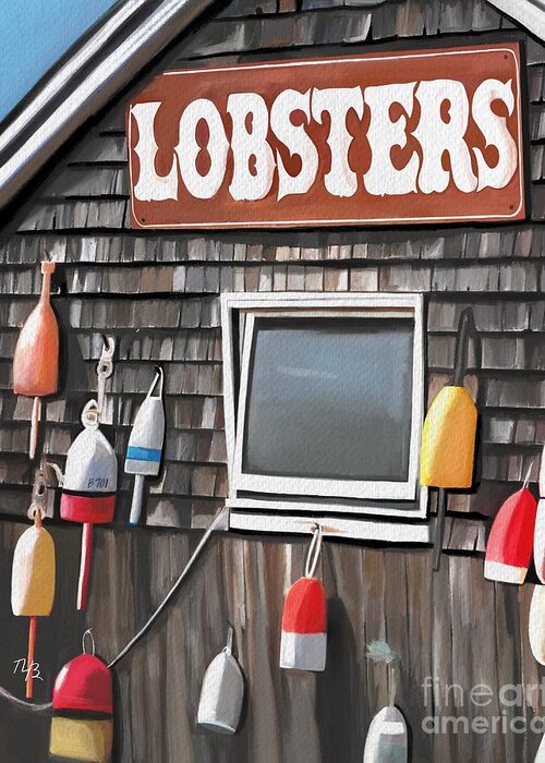 Lobsters Greeting Card featuring the painting Lobster Shack by Tammy Lee Bradley