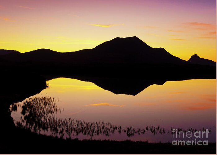 Silhouette Greeting Card featuring the photograph Lochan an Ais sunset, Sutherland, Scotland by Neale And Judith Clark