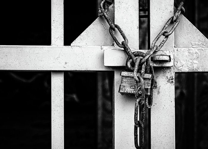  Greeting Card featuring the photograph Lock And Chain by Steve Stanger