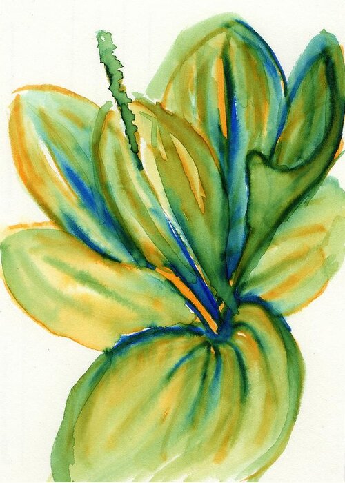 Plant Greeting Card featuring the painting Lone Broadleaf Plantain by Tammy Nara