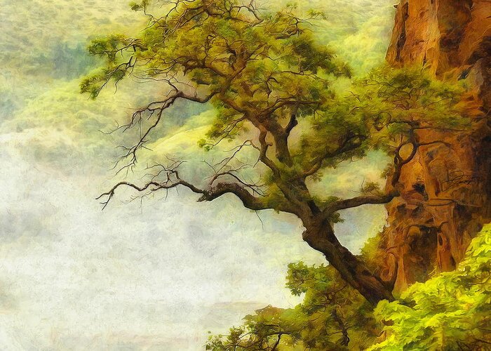 Lonely Tree Greeting Card featuring the digital art Lonely Tree by Jerzy Czyz