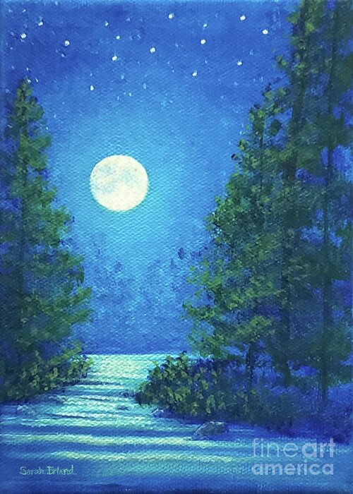 Lonesome Greeting Card featuring the painting Lonesome Moon by Sarah Irland