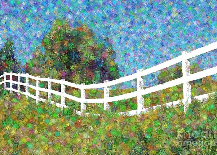 Fence Greeting Card featuring the photograph Long White Fence by Katherine Erickson