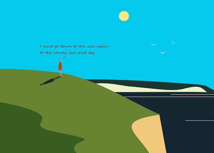 The Sea Greeting Card featuring the digital art Longing For The Sea. by Fatline Graphic Art