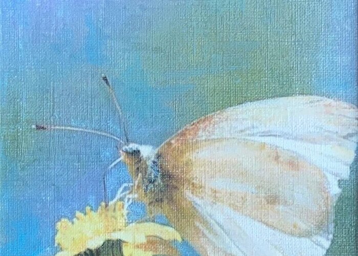 Moth Greeting Card featuring the painting Looking Ahead by Cara Frafjord