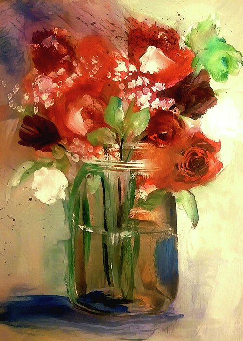 Loose Greeting Card featuring the painting Loose And Splattered Rose by Lisa Kaiser