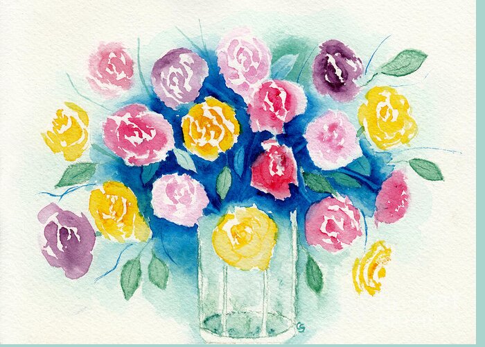 Roses Greeting Card featuring the painting Loose Roses 5 - Roses From My Sweetie by Conni Schaftenaar