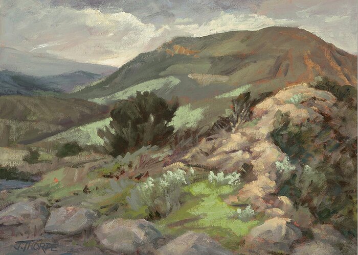 Lopez Canyon Greeting Card featuring the painting Lopez Canyon SE by Jane Thorpe