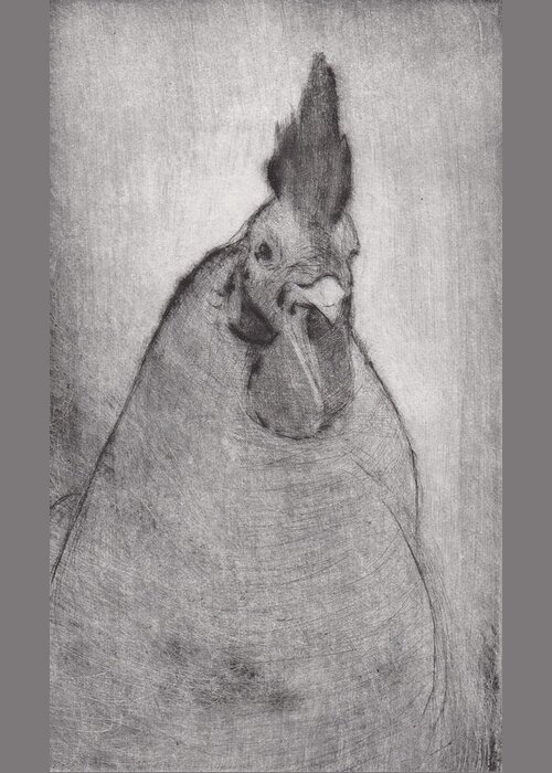 Rooster Greeting Card featuring the drawing Lord Ribblesday - etching by David Ladmore