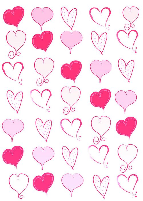 Hearts Greeting Card featuring the digital art Lots of Pink by Moira Law