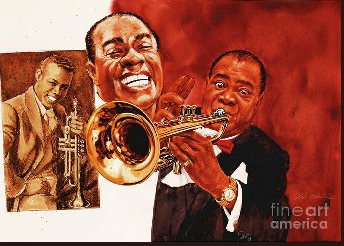 Realism Greeting Card featuring the painting Louis Armstrong by Dick Bobnick