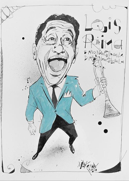  Greeting Card featuring the drawing Louis Prima by Phil Mckenney