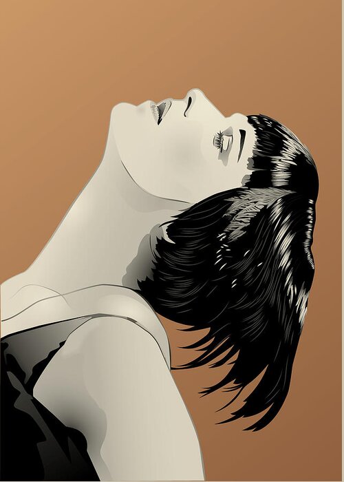 Louise Brooks Official Greeting Card featuring the digital art Louise Brooks in Berlin - Aureate Radiance by Louise Brooks