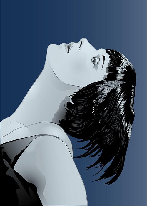 Louise Brooks Official Greeting Card featuring the digital art Louise Brooks in Berlin - Indigo Dusk by Louise Brooks