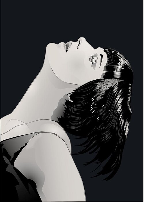 Louise Brooks Official Greeting Card featuring the digital art Louise Brooks in Berlin - Midnight Indigo by Louise Brooks