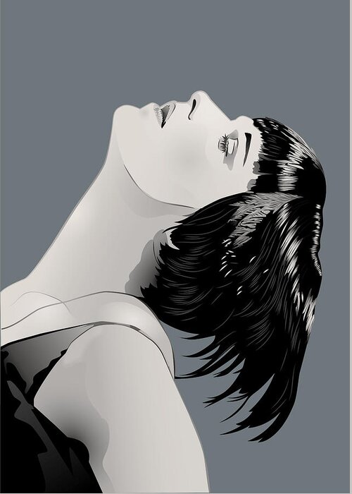 Louise Brooks Official Greeting Card featuring the digital art Louise Brooks in Berlin - Slate Azure by Louise Brooks