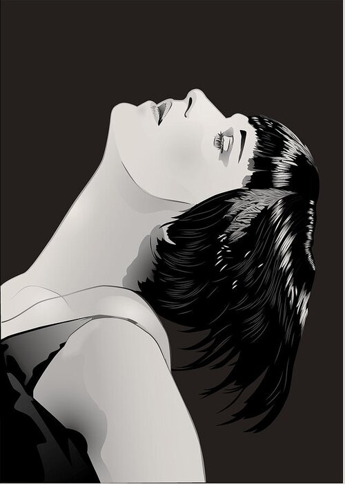 Louise Brooks Official Greeting Card featuring the digital art Louise Brooks in Berlin - Slate Charcoal by Louise Brooks