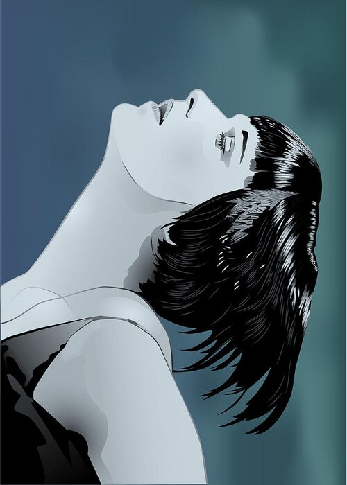 Louise Brooks Official Greeting Card featuring the digital art Louise Brooks in Berlin - Turquoise Verdigris by Louise Brooks