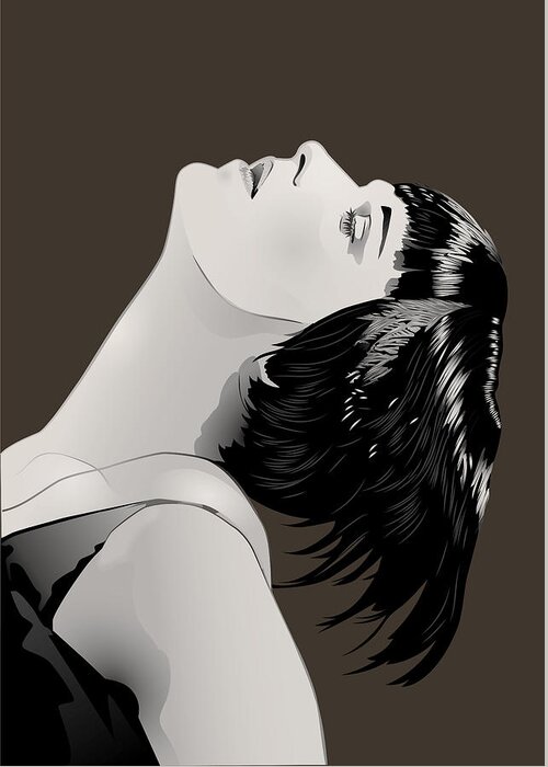 Louise Brooks Official Greeting Card featuring the digital art Louise Brooks in Berlin - Umber Taupe by Louise Brooks