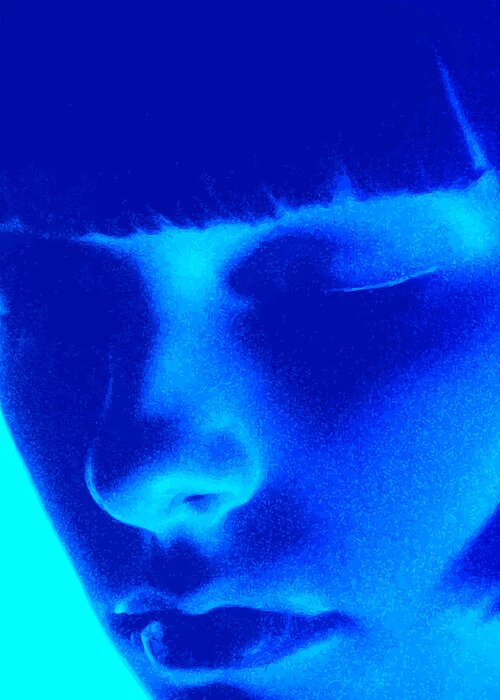 Portrait Greeting Card featuring the digital art Louise Brooks The Girl in the Black Helmet Series #3 by Louise Brooks